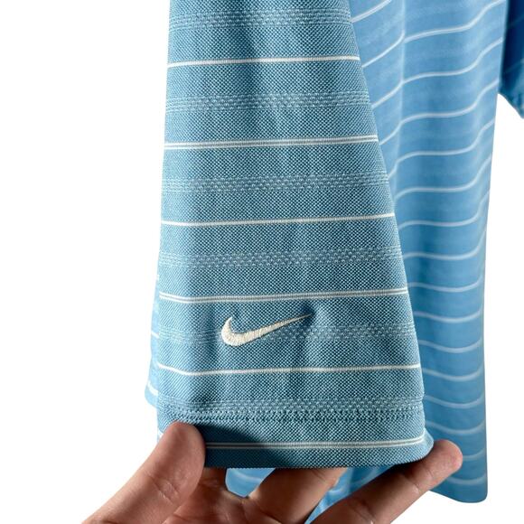 Nike Golf Men's XXL Blue & White Striped Performance Polo Shirt Athleisure READ - Picture 7 of 10